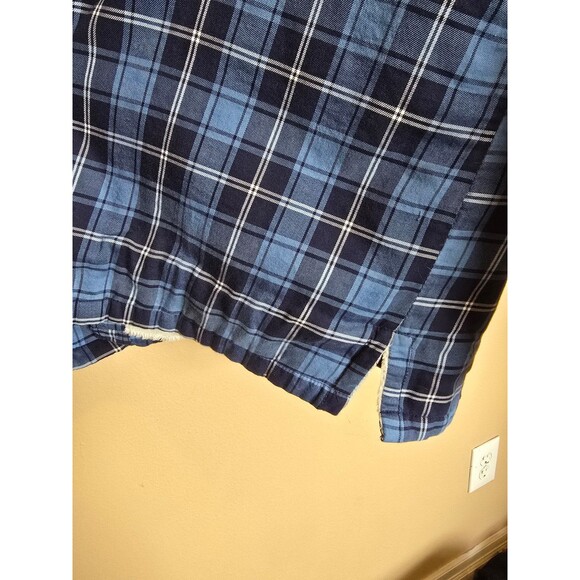 Men's LL Bean Fleece Lined Flannel Shirt Blue & White Button Up Shaket sz small - Picture 6 of 8